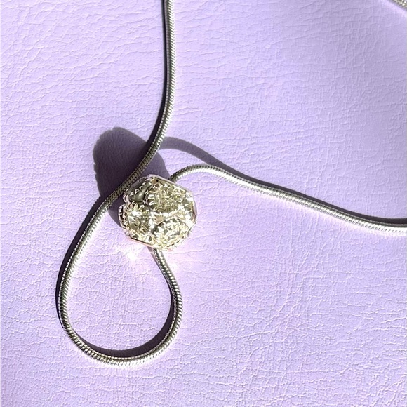 Silver plated Rhinestone Ball Slide Snake Chain necklace - Picture 5 of 8